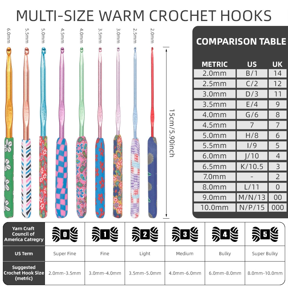 Ergonomic Crochet Hooks Set